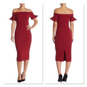 Lumiere Grace Off-the-Shoulder Midi Dress sz XL